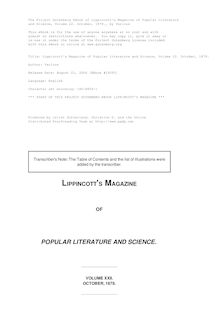 Lippincott s Magazine of Popular Literature and Science, Volume 22. October, 1878.