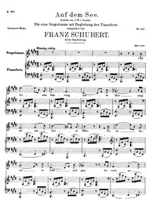 Partition 1st version (E major), Auf dem See, D.543 (Op.92 No.2)