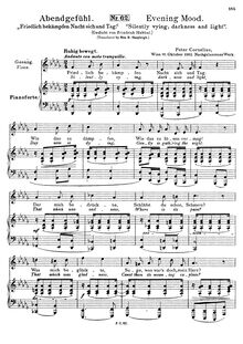 Partition complète, 1862 setting, Abendgefühl, Cornelius, Peter
