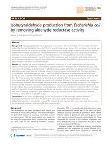 Isobutyraldehyde production from Escherichia coli by removing aldehyde reductase activity