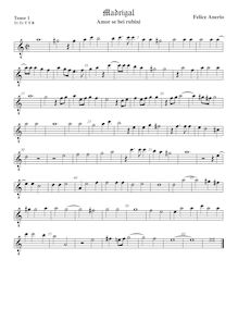 Partition ténor viole de gambe 1, octave aigu clef, madrigaux pour 5 voix par  Felice Anerio par Felice Anerio