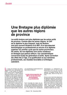 Une Bretagne plus diplômée que les autres régions de province (Octant n° 95)