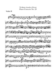 Partition violons II, Piano Concerto No.23, A major, Mozart, Wolfgang Amadeus par Wolfgang Amadeus Mozart
