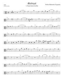 Partition ténor viole de gambe 1, alto clef, madrigaux, Rimonte, Pedro par Pedro Rimonte