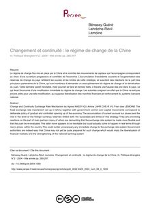Changement et continuité : le régime de change de la Chine - article ; n°2 ; vol.69, pg 285-297