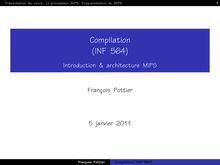 Compilation (INF 564) - Introduction & architecture MIPS