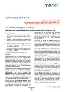 Markit : Nouveau repli marqué de l’activité dans le secteur privé français en mai