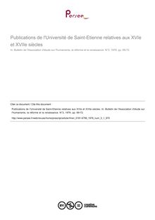 Publications de l Université de Saint-Etienne relatives aux XVIe et XVIIe siècles  ; n°1 ; vol.3, pg 69-72