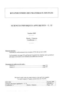 Btsindusm sciences physiques appliquees 2005