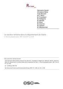 Le secteur tertiaire dans le département de l Isère  - article ; n°1 ; vol.53, pg 43-90