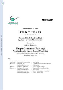 Grammaires de Formes pour Analyse d Images : application a la Modelisation Automatique., Shape Grammar Parsing : application to Image-based Modeling