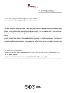 Jeux touaregs de la région d Agadez - article ; n°1 ; vol.58, pg 23-49