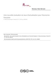 Une nouvelle évaluation du taux d actualisation pour l économie française - article ; n°3 ; vol.23, pg 506-533