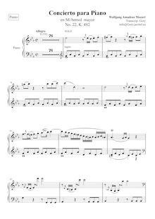 Partition Piano, Piano Concerto No.22, E♭ major, Mozart, Wolfgang Amadeus