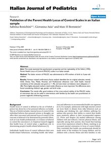Validation of the Parent Health Locus of Control Scales in an Italian sample