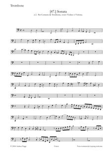 Partition Trombone, Sonata à , Per Cornetto & Trombone, overo violon ò grande viole