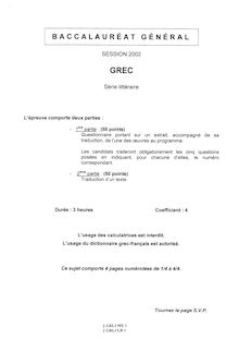 Grec 2002 Littéraire Baccalauréat général