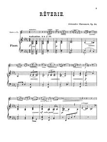 Partition de piano, Rêverie, Op.24, Glazunov, Aleksandr