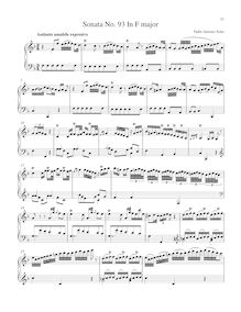 Partition Sonata R.93 en F major, clavier sonates R.91-100, Soler, Antonio