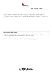 Les dénationalisations britanniques : objectifs et réalisations - article ; n°5 ; vol.76, pg 47-69