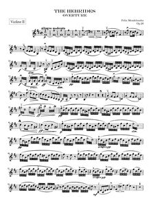 Partition violons II, pour Hebrides, Op.26, Fingal s CaveLe Ebridi par Felix Mendelssohn