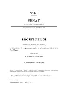 Projet de loi adopté - orientation et programmation pour la refondation de l’école de la République