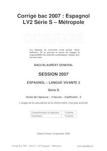 Corrigé bac S 2007 Espagnol LV2