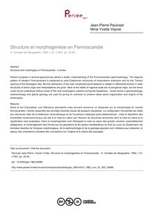 Structure et morphogenèse en Fennoscandie  - article ; n°503 ; vol.91, pg 32-55