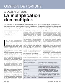 La multiplication des multiples  - Banque & Finance