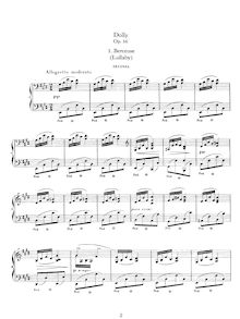 Partition complète, Dolly , Op.56, Six pièces pour piano à 4 mains par Gabriel Fauré