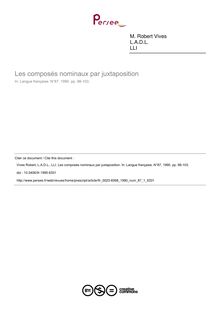 Les composés nominaux par juxtaposition - article ; n°1 ; vol.87, pg 98-103