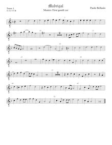 Partition ténor viole de gambe 1, octave aigu clef, madrigaux pour 5 voix par  Paolo Bellasio par Paolo Bellasio