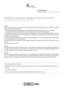 Expression audiovisuelle, analogie et raisonnement formel - article ; n°1 ; vol.63, pg 39-46