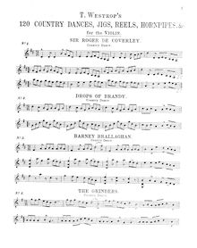Partition complète, T. Westrop s 120 Country Dances, Jigs, Reels, Hornpipes, etc. pour pour violon