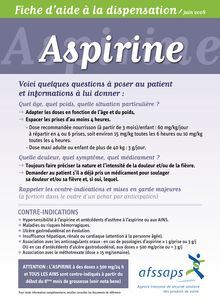 Fiche d aide à la dispensation de l aspirine 01/07/2008