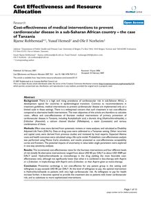 Cost-effectiveness of medical interventions to prevent cardiovascular disease in a sub-Saharan African country – the case of Tanzania