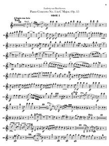 Partition hautbois 1, 2, Piano Concerto No.1, C Major, Beethoven, Ludwig van