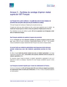 Rencontres HAS 2008 - Dossier de presse - Les Français et leur santé - sondage Ipsos - Synthèse des résultats