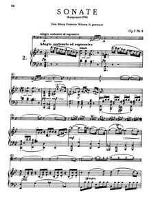 Partition I: Adagio sostenuto ed espressivoII: Allegro molto più tosto presto, violoncelle Sonata