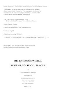 The Works of Samuel Johnson, Volume 06 - Reviews, Political Tracts, and Lives of Eminent Persons