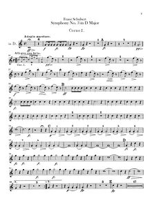 Partition cor 1, 2 (D, C), Symphony No.3, D Major, Schubert, Franz