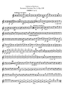 Partition cor 1, 2 (C), 3, 4 (E♭), Leonora Overture No. 1, C major