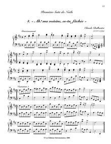Partition , « Ah! ma voisine, es-tu fâchée », Recueil de Noëls, Recueil de Noëls formant quatre Suites avec des Variations pour le Clavecin ou le Fortepiano