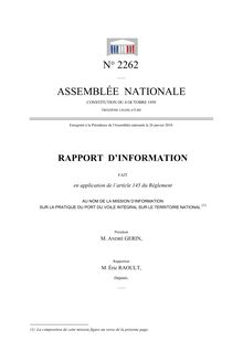 Rapport d information fait en application de l article 145 du Règlement au nom de la Mission d information sur la pratique du voile intégral sur le territoire national