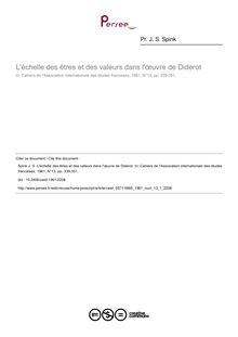 L échelle des êtres et des valeurs dans l œuvre de Diderot - article ; n°1 ; vol.13, pg 339-351