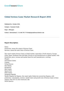 Global Serious Game Market Research Report 2016