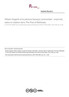 William Hogarth et la peinture baroque continentale : emprunts, satire et création dans The Pool of Bethesda - article ; n°1 ; vol.54, pg 81-96