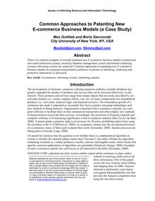 Common Approaches to Patenting New E-commerce Business Models (a ...