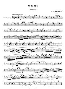 Partition complète et , partie, Romance, Op.51, Saint-Saëns, Camille