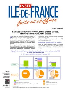 Dans les entreprises franciliennes créées en 1998, 8 emplois sur 10 perdurent en 2003 